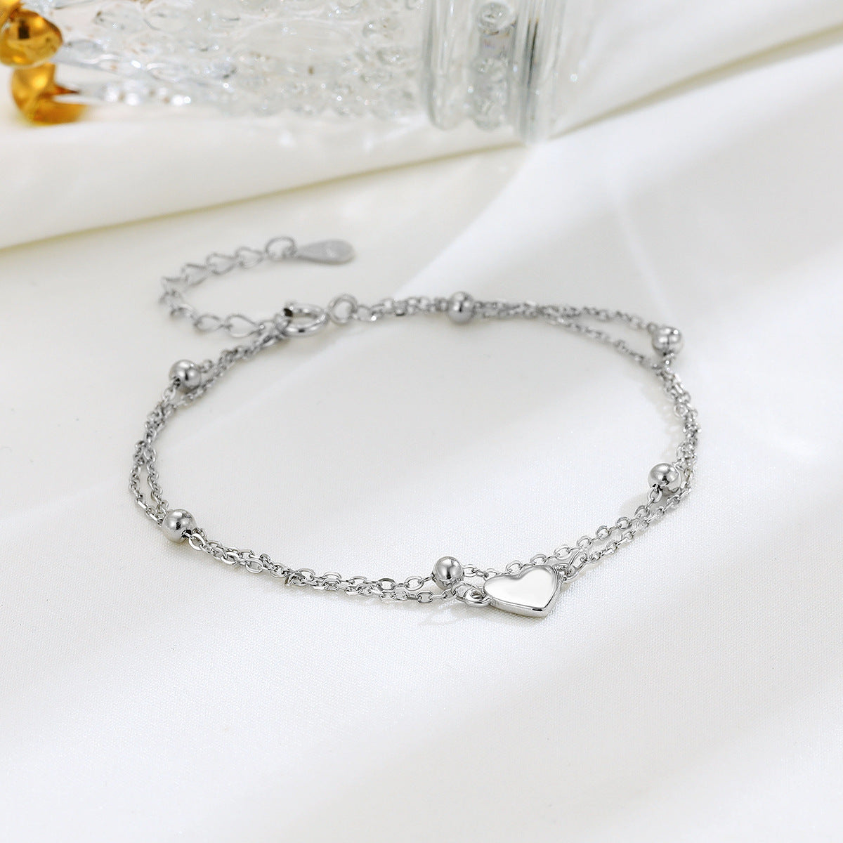 S925 Sterling Silver All-match Heart Double-layer Bracelet