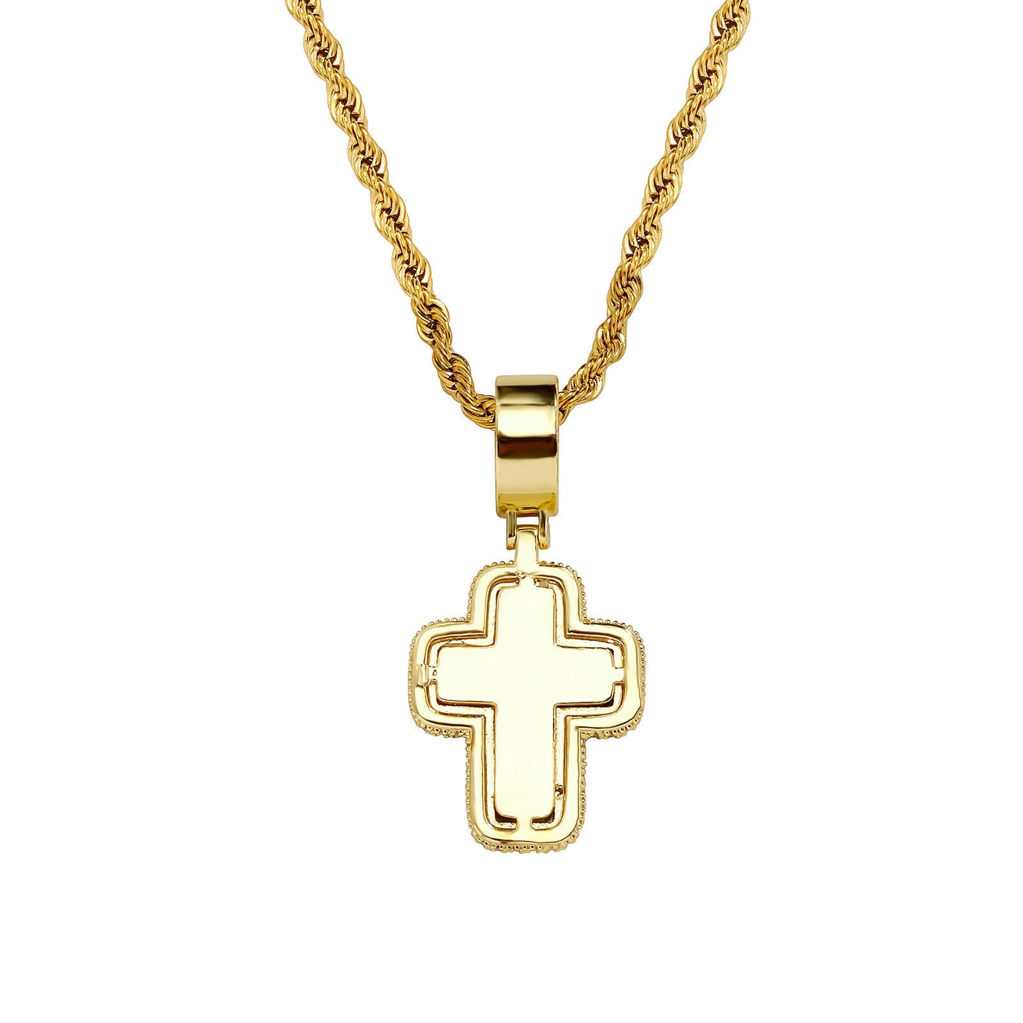 Fashion T Square Zircon Cross Necklace Light Luxury