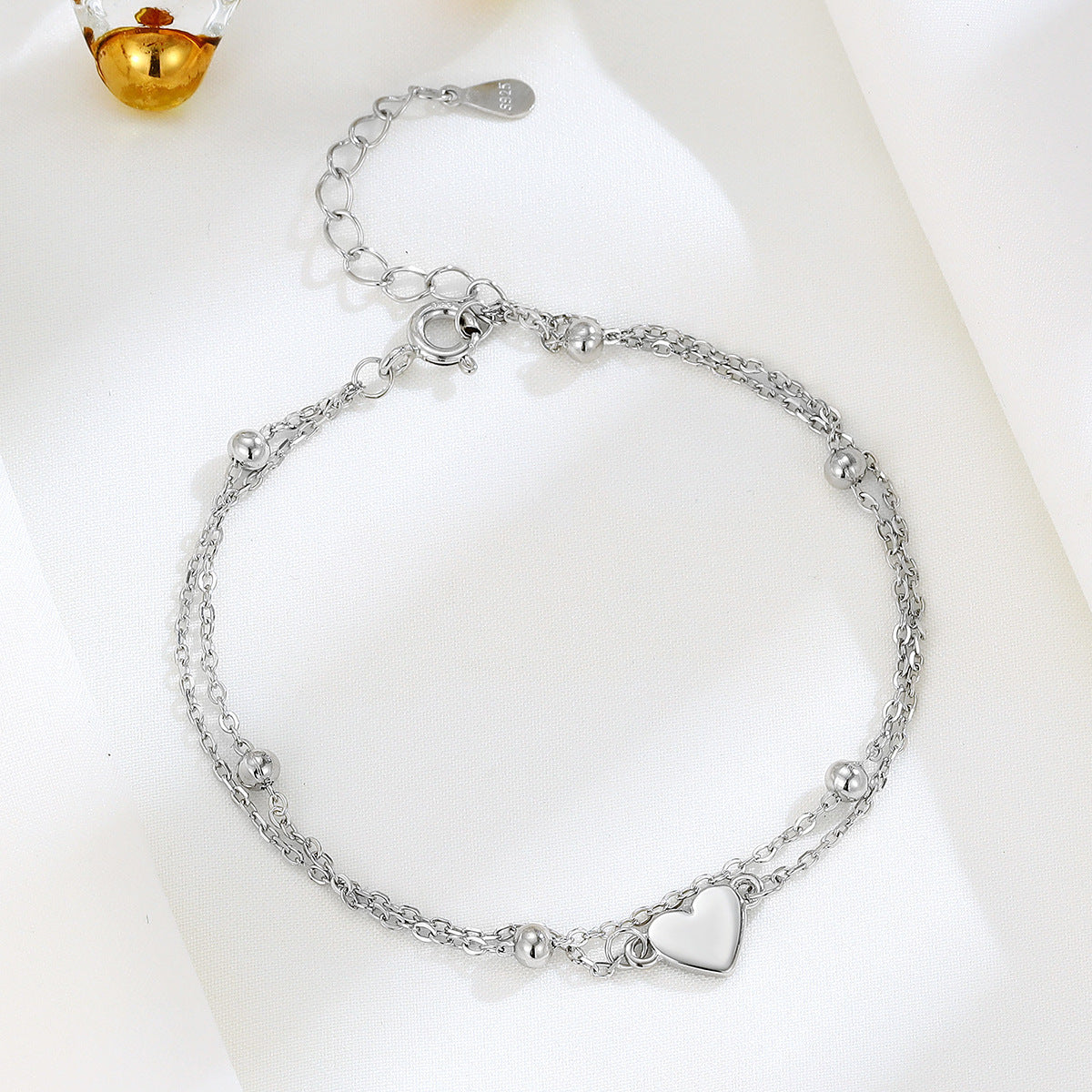 S925 Sterling Silver All-match Heart Double-layer Bracelet