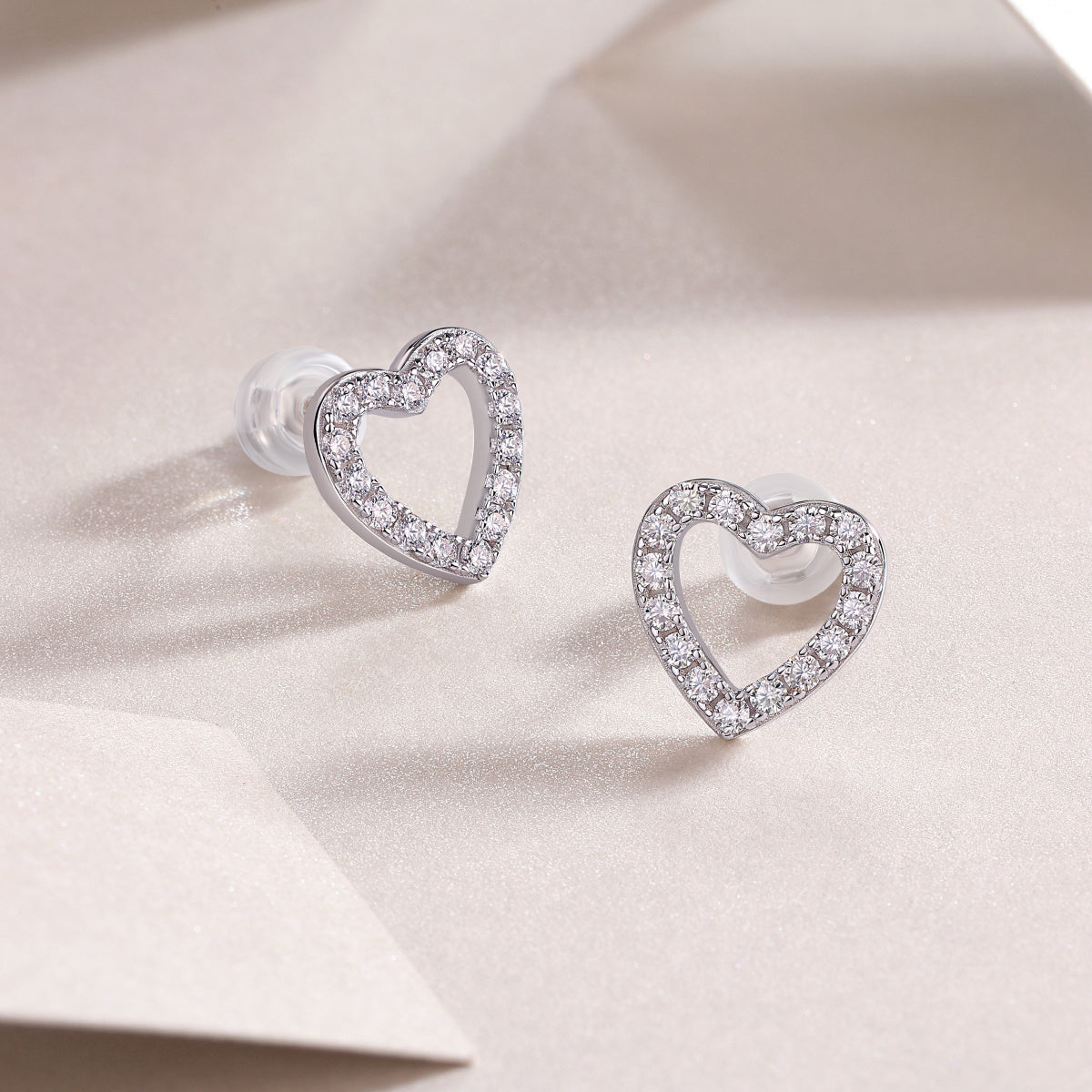From The Heart - Fashionable, Trendy And Affordable Jewelry With Moissanite S925 Sterling Silver And Platinum-plated Stud Earrings